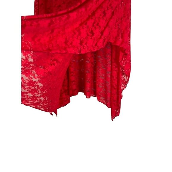 Retro Floral Sheer Lace Top OS Red Sexy Mesh Oversized Romantic Vampire 80s Chic - Picture 4 of 9